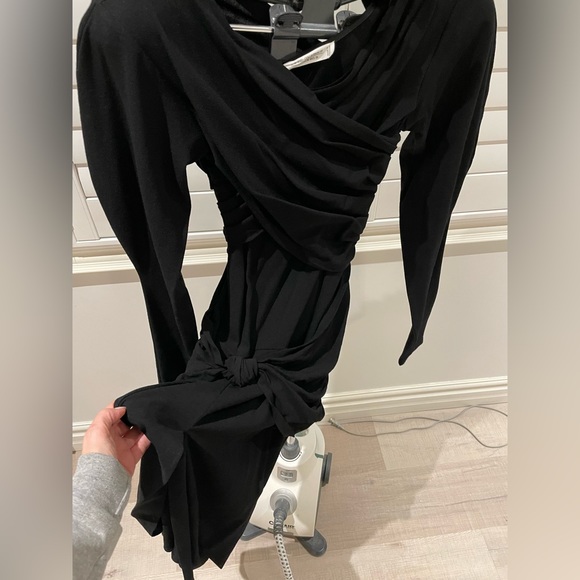 NWT Zara M DRESS BLACK draped knotted COLLECTION 08 W/F 2020 - Picture 5 of 9